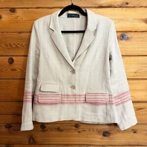 Peruvian Connection Blazer Women’s 4 Linen Beige Striped